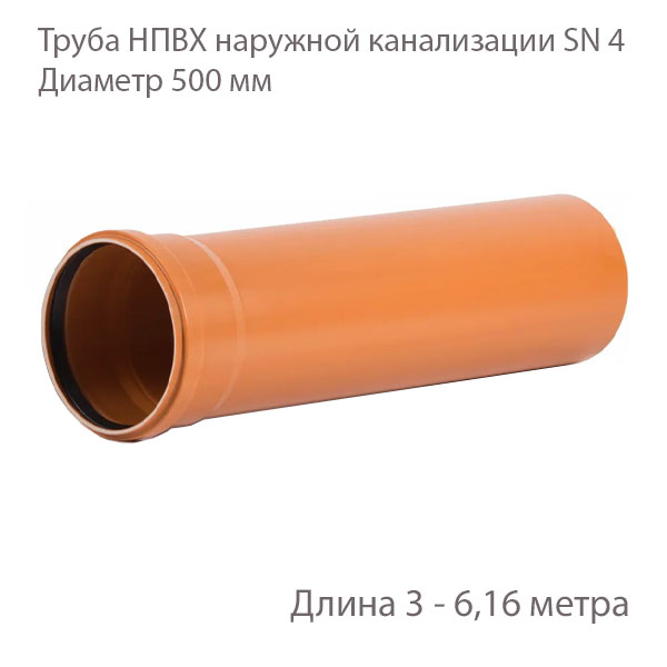 Труба НПВХ для наружной канализации Диаметр 500 Класс жесткости Sn 4
